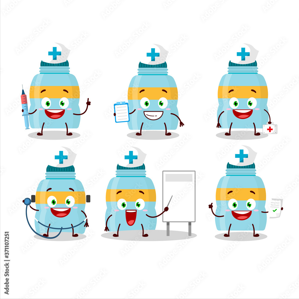 Canvas Prints Doctor profession emoticon with drink bottle cartoon character