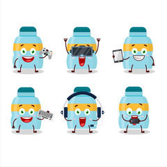 Drink bottle cartoon character are playing games with various cute emoticons