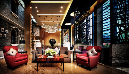 Luxurious and atmospheric living room interior building