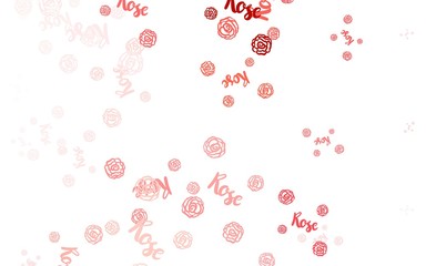 Light Pink, Red vector natural pattern with flowers, roses.