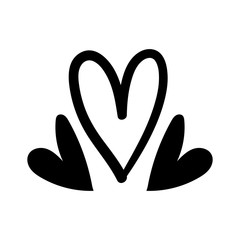 three hearts love figures silhouette style