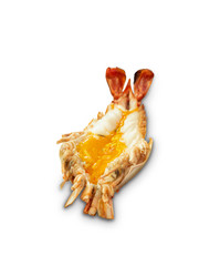 Grilled Fresh Giant River Prawn on isolated white background.