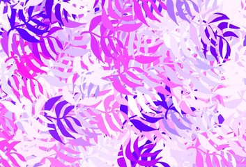 Light Purple, Pink vector doodle backdrop with leaves.