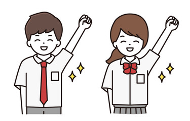 男子学生 女子学生 喜ぶ イラスト
