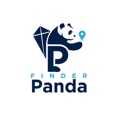 finder panda logo, creative playfull  initial p for panda vector