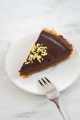 sweet home made chocolate elderflower cake on a table