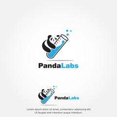 panda labs logo, creative  panda hug  test tube vector © Budi