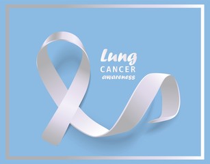 White ribbon for lung cancer awareness campaign - rectangle banner