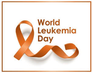 World leukemia day - orange ribbon solidarity badge isolated on white background