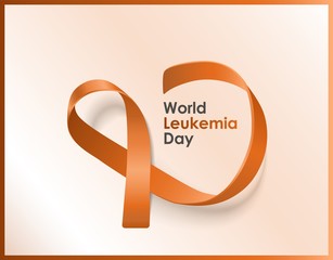 World leukemia day banner with orange ribbon symbol for solidarity campaign