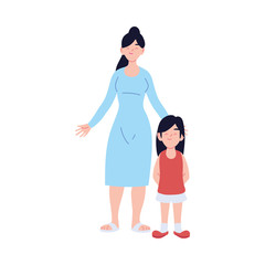 Mother with daughter cartoons vector design