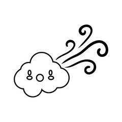 cloud sky with air kawaii comic character line style