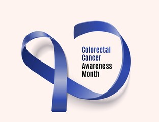 Dark blue ribbon banner for colorectal cancer awareness month