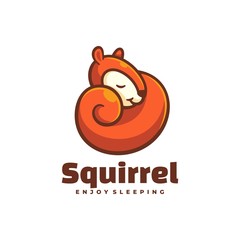 Vector Logo Illustration Squirrel Simple Mascot Style.