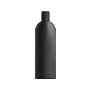 Black Shampoo Bottle Mockup With Realistic Matte Texture - Vector Illustration