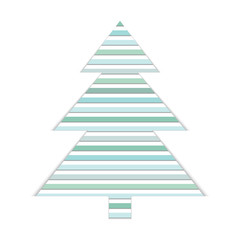 Abstract Christmas tree with green stripes on a white background, color vector illustration, clipart, design, decoration, icon, sign, sketch, banner, logo