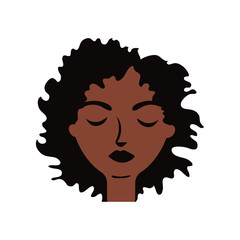 young afro woman with hair long flat style