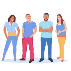 Fototapeta premium multi ethnic group of people standing together. society diversity illustration concept