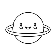 saturn planet kawaii comic character line style