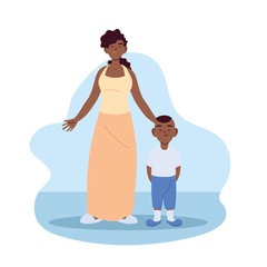 Mother with son cartoons vector design
