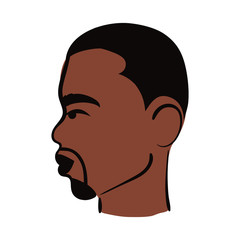 profile young afro man ethnicity with beard flat style icon