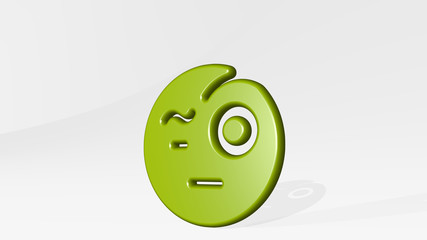 SMILEY LOOK ONE EYE 3D icon casting shadow - 3D illustration for face and emoticon