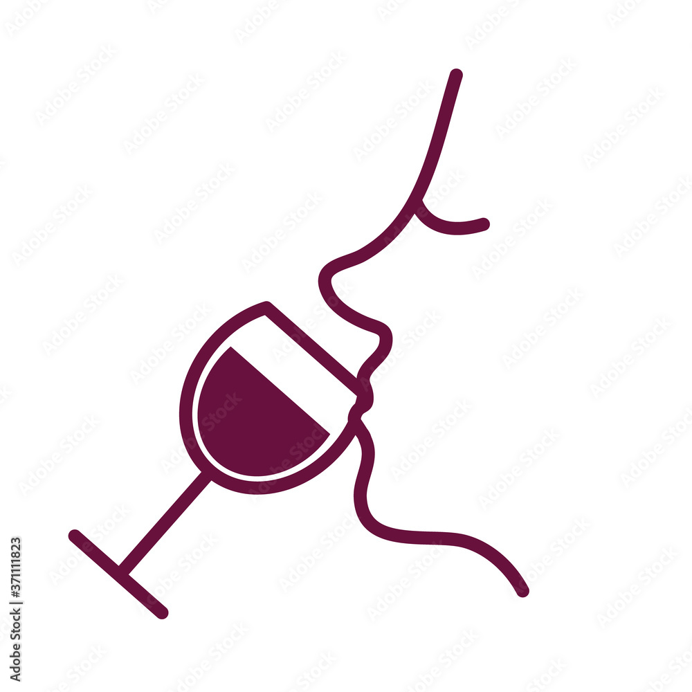 Poster profile drinking wine cup drink line style icon