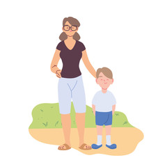 Mother with son cartoons vector design