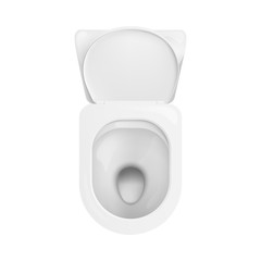 Super clean ceramic toilet bowl seen from top view - modern lavatory fixture