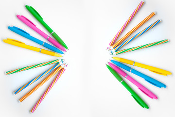 colored pencils isolated on white background