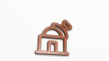 space base 3D icon on the wall - 3D illustration for background and copy