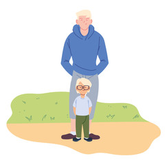 Father and son cartoons vector design