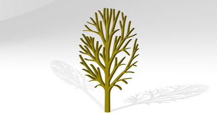 TREE 3D icon casting shadow - 3D illustration for background and christmas