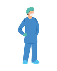 man doctor with mask and uniform vector design