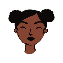 young afro woman with hair buns flat style