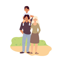 Mother father and son cartoons vector design