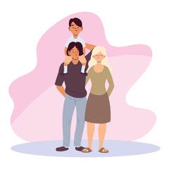 Mother father and son cartoons vector design