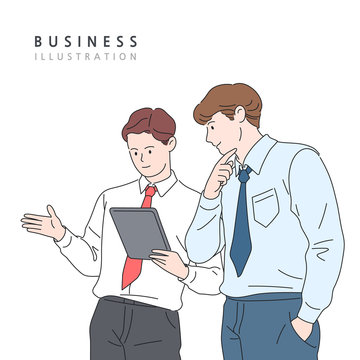 Business concept vector line illustration