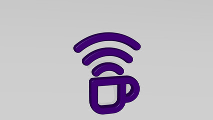 WIFI COFFEE 3D icon casting shadow - 3D illustration for internet and connection