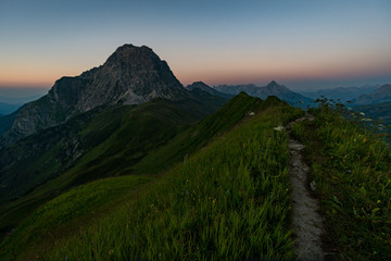 Sunset tour in the Kleinwalsertal Allgau Alps