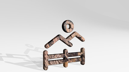 OUTDOORS LANDSCAPE MEADOW 3D icon standing on the floor - 3D illustration for beautiful and nature