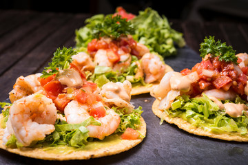 Hard shell Nachos with Shrimp