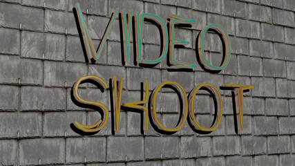 video shoot text on textured wall - 3D illustration for background and camera