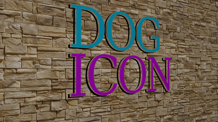 dog icon text on textured wall - 3D illustration for animal and cute
