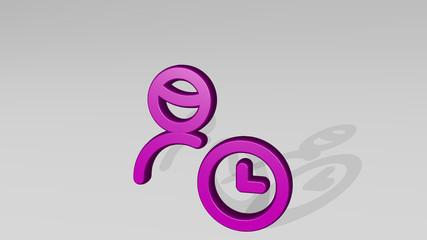 SINGLE MAN ACTIONS TIME 3D icon casting shadow - 3D illustration for background and isolated