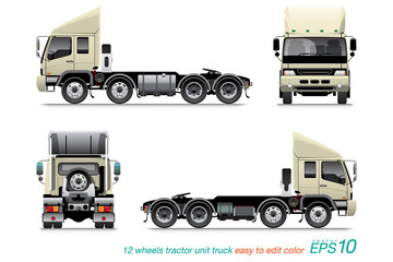 VECTOR EPS10 - 12 wheel tractor unit truck,semi-trailer,
isolate on white background.