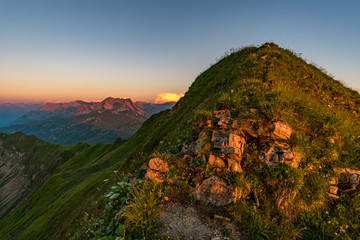 Sunset tour in the Kleinwalsertal Allgau Alps
