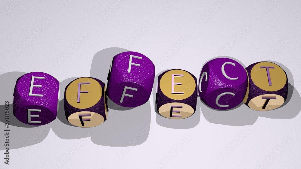 Poster effect text by dancing dice letters - 3d illustration for background and abstract