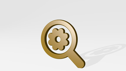 cog search 3D icon casting shadow - 3D illustration for gear and background