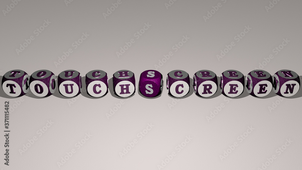 Poster touchscreen combined by dice letters and color crossing for the related meanings of the concept for 